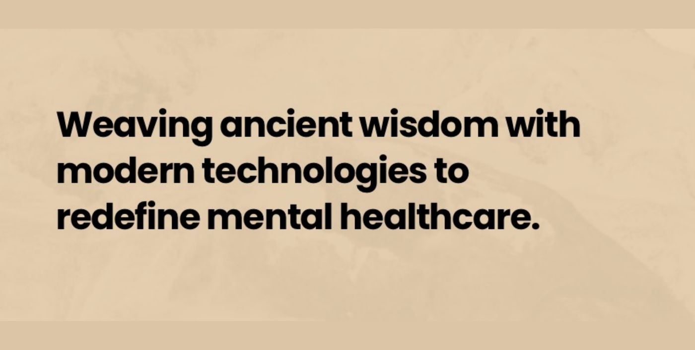 Woven Science slide reading ‘Weaving ancient wisdom with modern technologies to redefine mental healthcare.’